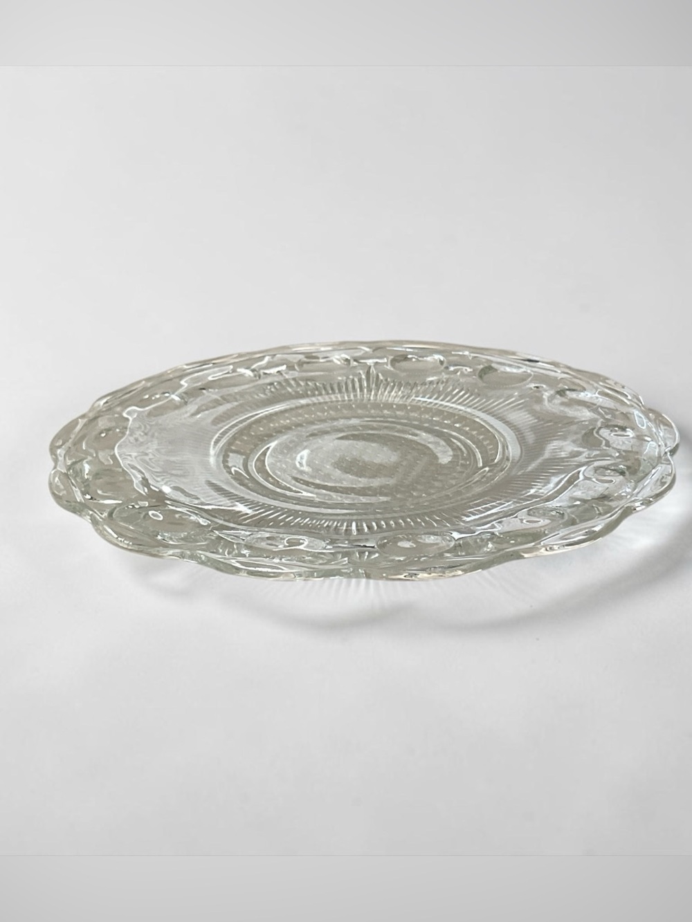 Antique 11” Serving Plate US Glass Manhattan Clear Dots And Canes c1902 To 1920